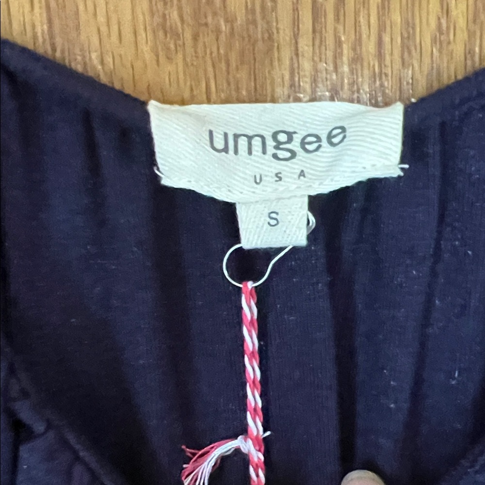 Umgee Navy Sequin Puff-Sleeve Blouse - Picture 2 of 3